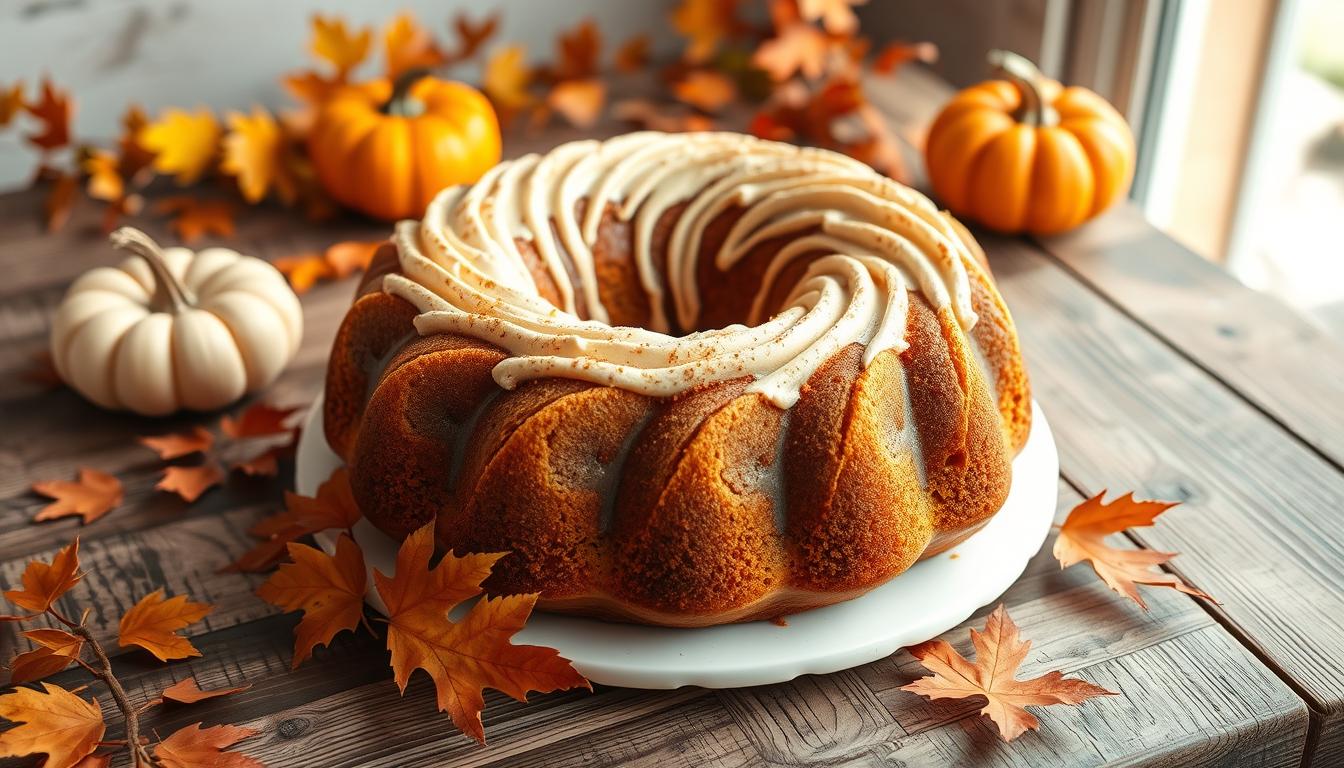 Pumpkin Bundt Cake with Cinnamon Cream Cheese Frosting