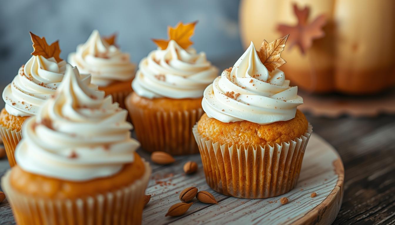 Pumpkin Cupcakes with Cinnamon Cream Cheese Frosting
