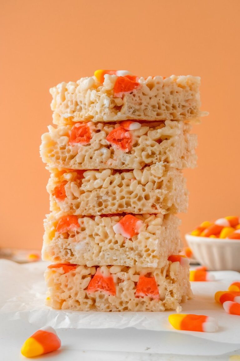 candy corn rice krispie treat for halloween