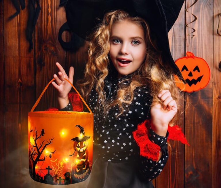 Halloween candy bucket with LED lights image