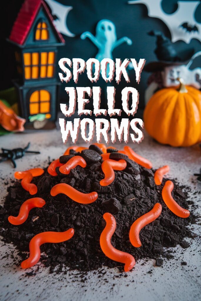 Jello worm variations halloween jello worms in "dirt"