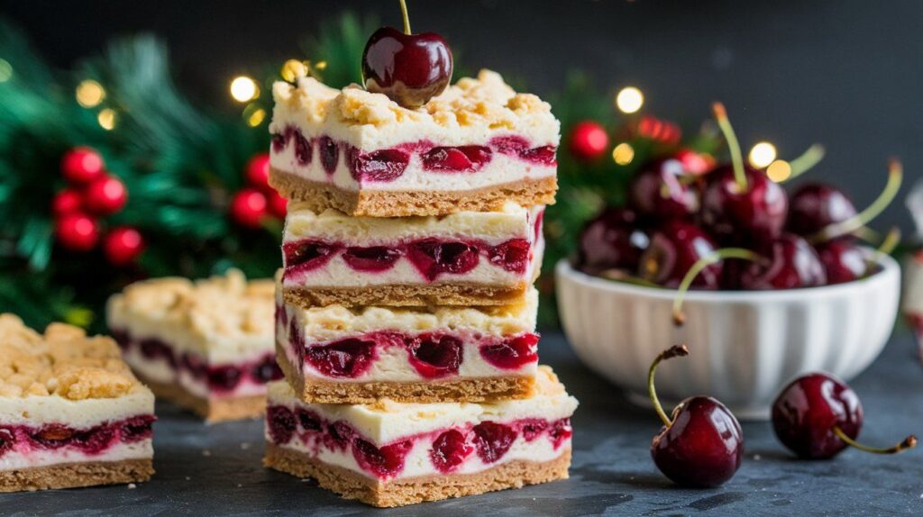 christmas cherry cheesecake bars