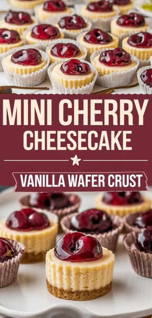 mini cherry cheesecakes with vanilla wafer crust